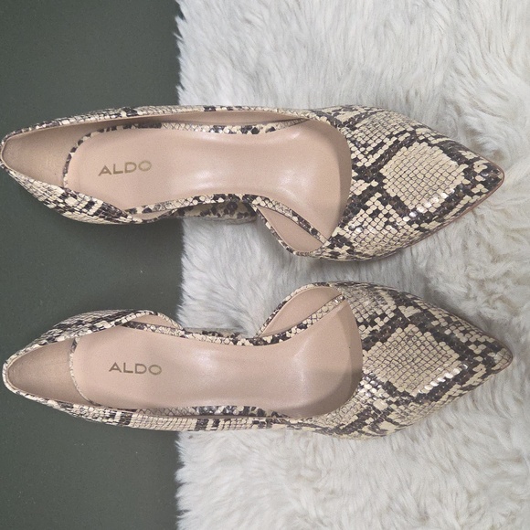 Aldo Snake Print Heels - Black and Cream Size 10 - Picture 2 of 6
